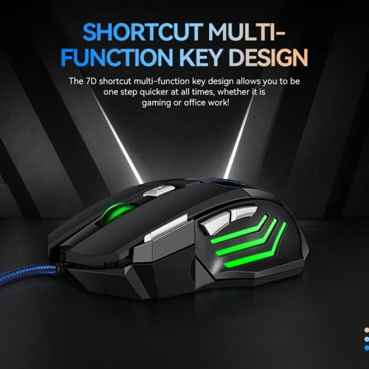 Ratón gaming con cable USB G6, 7 botones con rueda de desplazamiento, 5500DPI ajustables, óptico y ergonómico, para e-sports, portátil, PC y Xiaomi