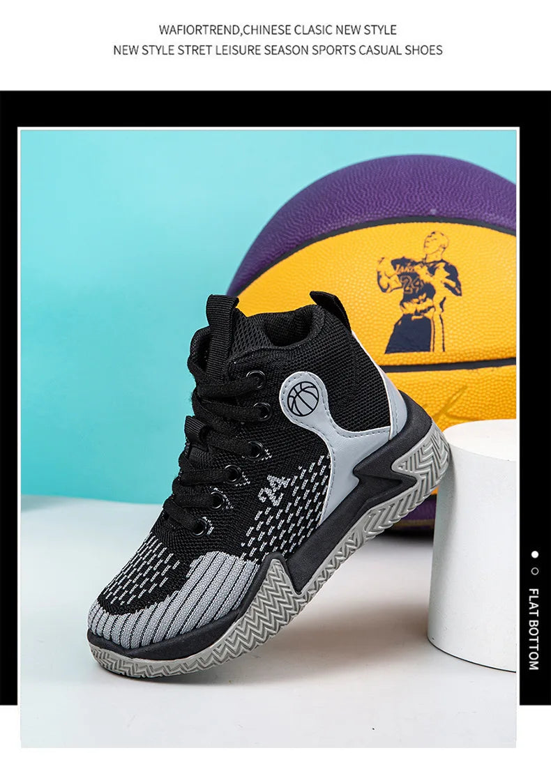 Large Size High-Top Sports Shoes Men's Casual Breathable Comfortable Thick-Soled Basketball and Running Shoes