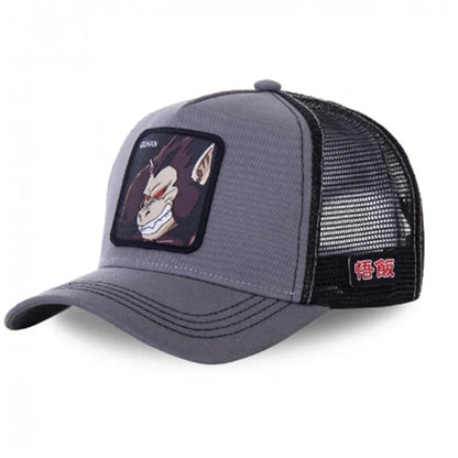 Casquette Dragon Ball Son Goku pour l'été : casquette de voyage à visière, pour homme, brodée, style hip-hop, visière pare-soleil, casquette trucker ajustable en maille