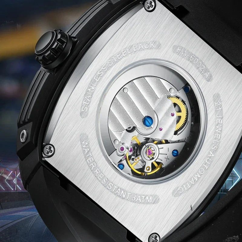 Mark Fairwhale 6002 Automatic Movement Tonneau Dial Luminous Waterproof Fashion Mechanical Watches for Men Relogios Masculino