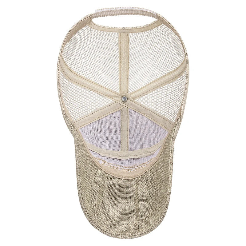 New Fashion Outdoor Sport Baseball Cap Casual Snapback Hats linen mesh fabric embroidery Suitable for spring  summer and autumn