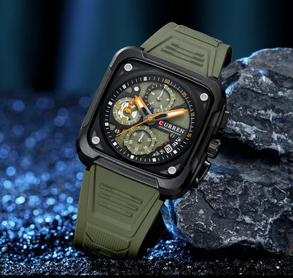 Top Brand CURREN Men's Watches Luxury Square Quartz Wrist Watch Original Waterproof Luminous Chronograph Watch for Men Relogio