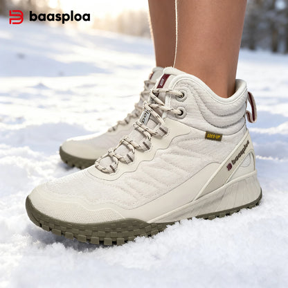 Baasploa Winter Women Sneakers Plush Warm Snow Boots Non-Slip Waterproof Shoes Women Outdoor Boots Walking Shoes