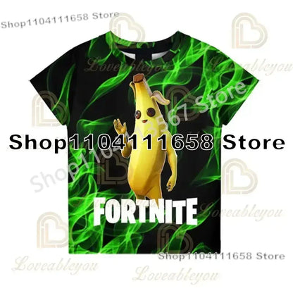 Presentes de Aniversário T-shirt F-Fortnite 3D Print Banana Peely Team Leader Bear para Homem, Tee Battle Royale Gaming, Top de Verão