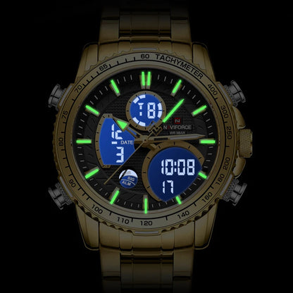 NAVIFORCE Herren-Sportuhr – Originelle Luxus-Armbanduhr aus Edelstahl, wasserdichtes Militärmodell mit doppelter Anzeige