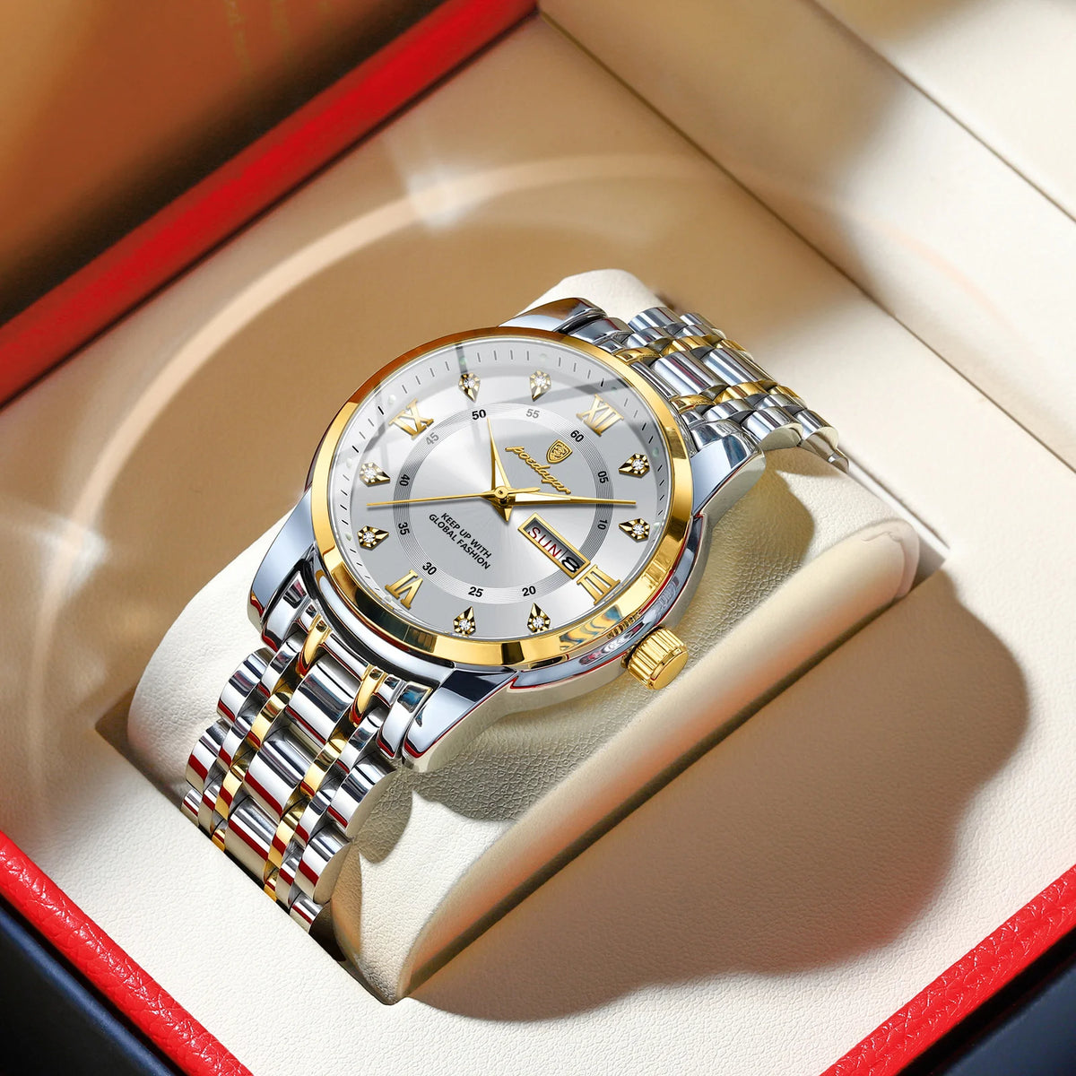 Montre-bracelet homme POEDAGAR de luxe tendance, étanche, en acier inoxydable, lumineuse, avec date et mouvement à quartz.