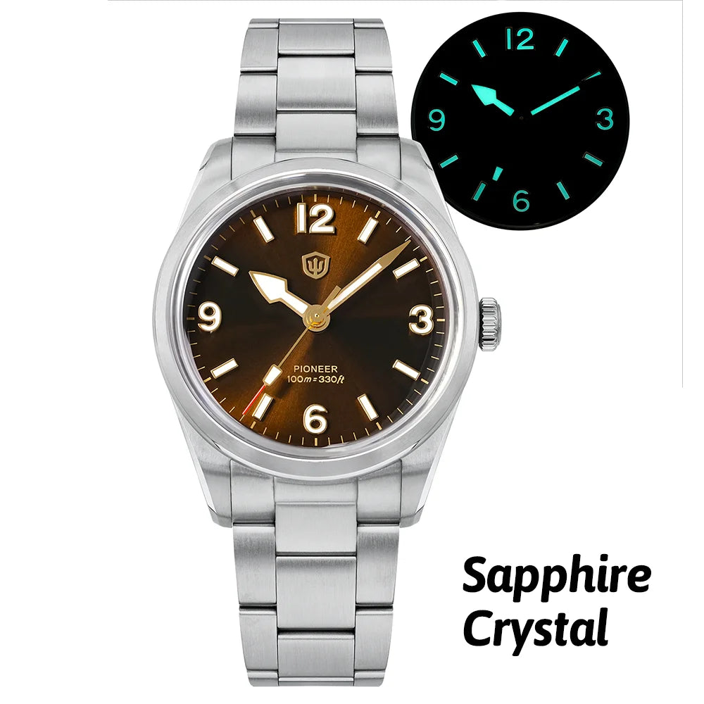 Montre à quartz pour homme Watchdives WD1960S V2, style vintage, cadran crème, 36 mm, mouvement VH31 à trotteuse fluide, verre saphir bombé, étanche 10 ATM, aiguilles luminescentes, boîtier en acier inoxydable