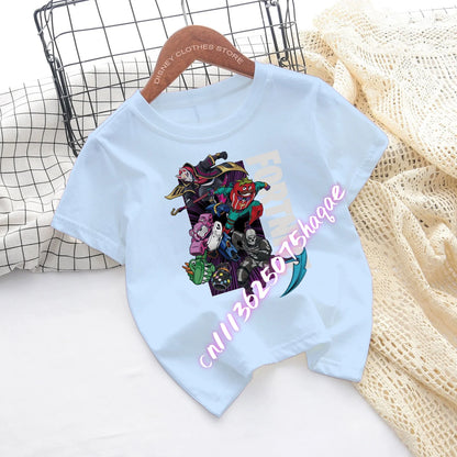 Fortnite Children’s T-shirts Game Cartoon Printed Characters Fortress Night Tees Game Short Sleeve Tops Summer Boys and Girls Clothes