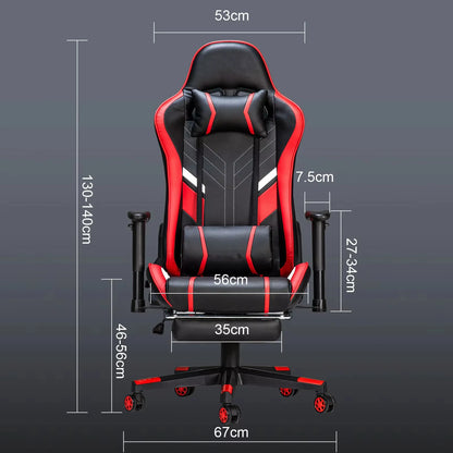 Massage Gaming Chair 7-Point Adjustable Seat Height Ergonomic Office Chair with Footrest and Lumbar Support GC-RC03 Chairs
