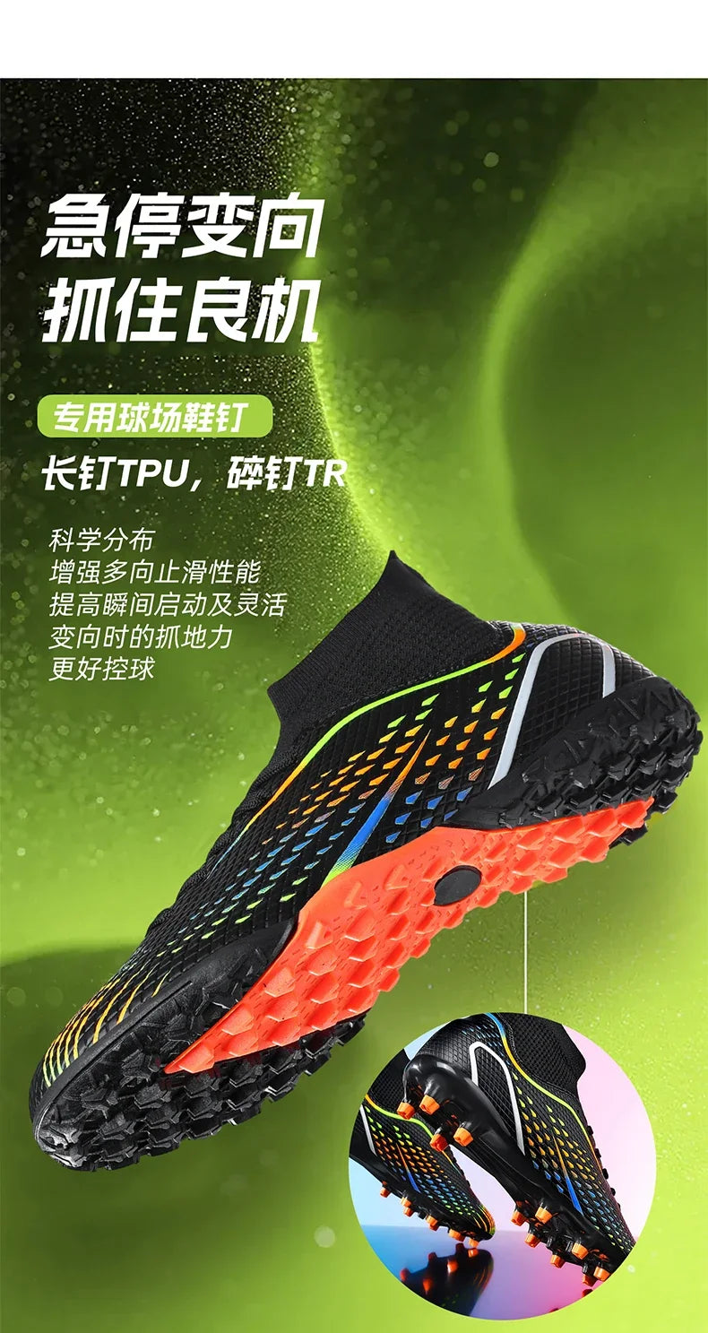 Zapatillas de fútbol para hombre, botas de fútbol profesionales para césped y futsal, unisex, para partidos en césped y entrenamiento al aire libre, tacos antideslizantes y transpirables