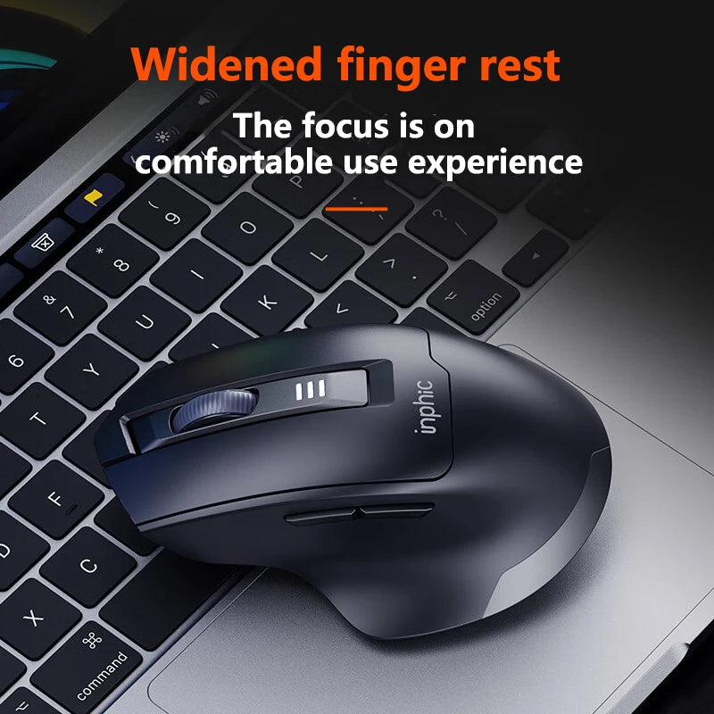 Mouse da ufficio silenzioso INPHIC con display del livello batteria, 2400DPI, wireless, adatto a computer desktop e laptop