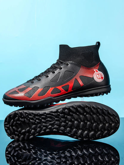 High Quality TF Football Boots for Men and Women, PU Fabric Upper, Rubber Cleats, Non-Slip Training Football Shoes