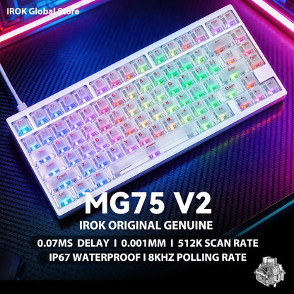 Tastiera meccanica gaming magnetica in alluminio IROK MG75 V2 MG75V2 Rapid Trigger 0.07ms 8KHz 0.001mm frequenza di scansione 512K per gamer
