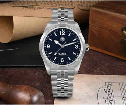 San Martin 38mm Men's Sport Watch Fashion Luxury Explore Climbing Automatic Mechanical Sapphire Waterproof 5 Links Bracelet BGW-9