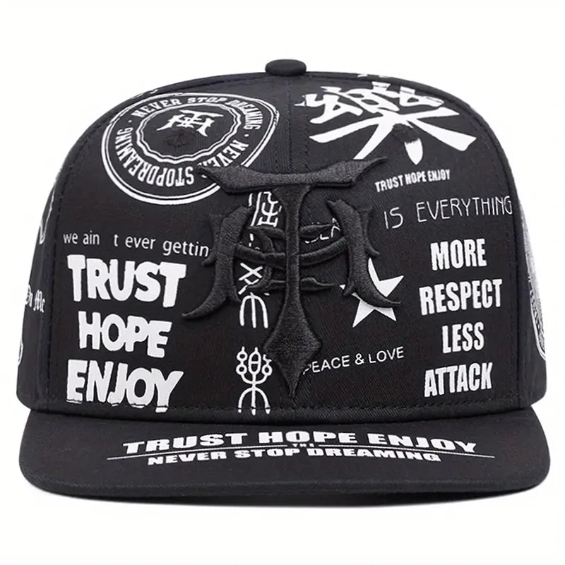 2026 New Fashionable Creative Baseball Hat T Graffiti Embroidery Street Hip Hop Hat Daily Casual Wear Sunshade Hat Flat Edge Hat