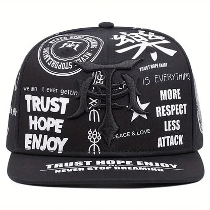 2026 New Fashionable Creative Baseball Hat T Graffiti Embroidery Street Hip Hop Hat Daily Casual Wear Sunshade Hat Flat Edge Hat