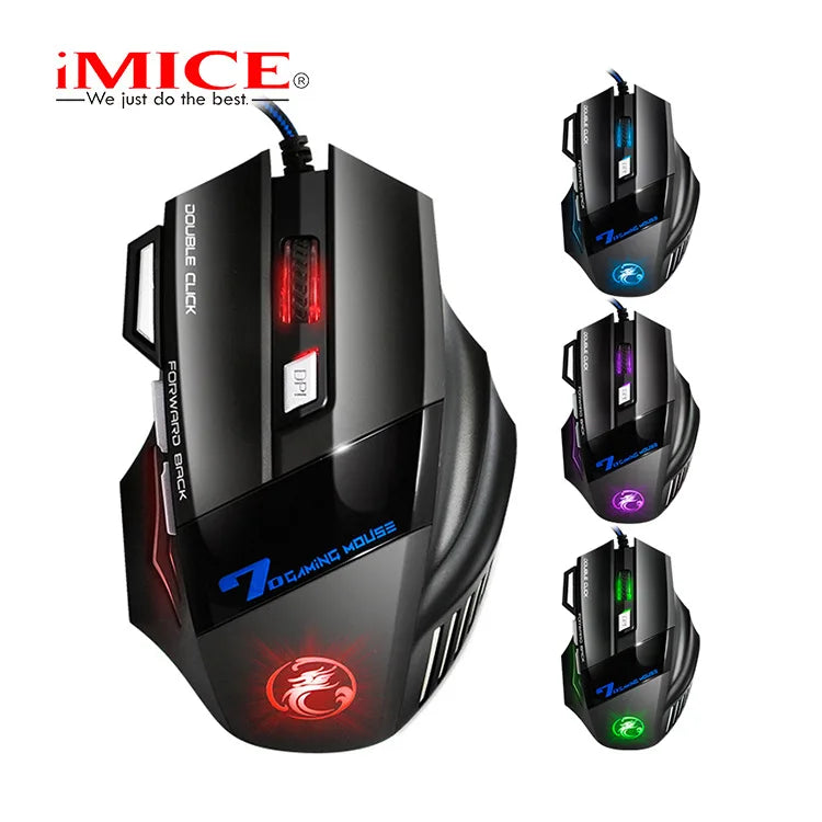 IMICE X7 Optical Gaming Mouse Adjustable DPI Ergonomic Anti-Slip Design Colorful Luminous Suitable for Desktop Computers Laptop