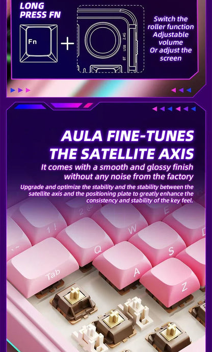 AULA S75 PRO Wireless Mechanical Keyboard with Screen Knob 75% Hot Swappable Gaming Keyboard with Pre-lubed Switches RGB Backlit