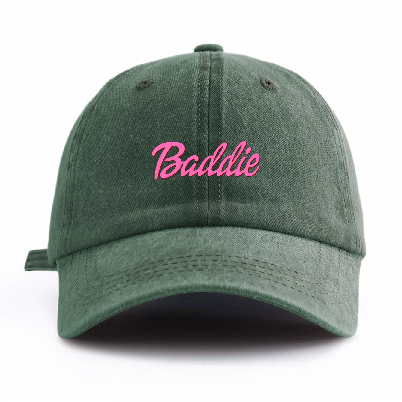 1pc Baddie Print Washed Baseball Cap for Adults,  Minimalist Retro Style Casual Soft Adjustable Dad Hat, Perfect As Gift