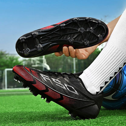 Chaussures de football pour jeunes, crampons pour terrain dur, fermeture à lacets, chaussures de football pour enfants, garçons et filles, chaussures d'entraînement pour activités de plein air.