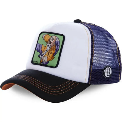 New Dragon Ball Son Goku Cap Summer Travel Peaked Cap Men's Embroidery Hip-Hop Cap Style Sun Visor Adjustable Trucker Mesh Cap