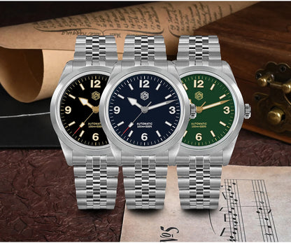 San Martin 38mm Men's Sport Watch Fashion Luxury Explore Climbing Automatic Mechanical Sapphire Waterproof 5 Links Bracelet BGW-9