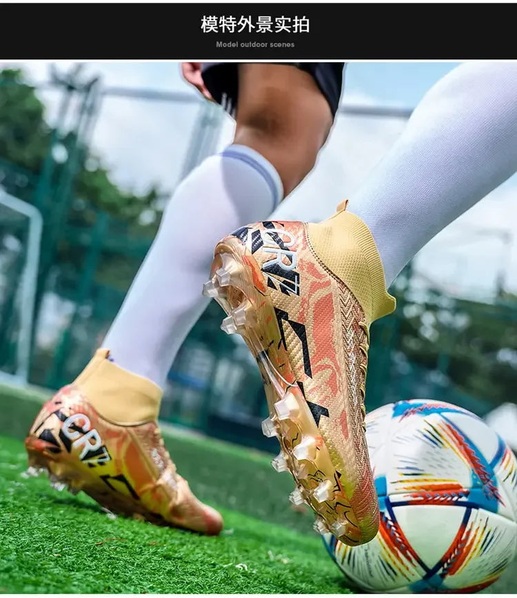 Unisex Teen Low Top Football Shoes Lightweight Elastic Sole Anti Slip Short Spikes Lawn Field Match Training Sneakers