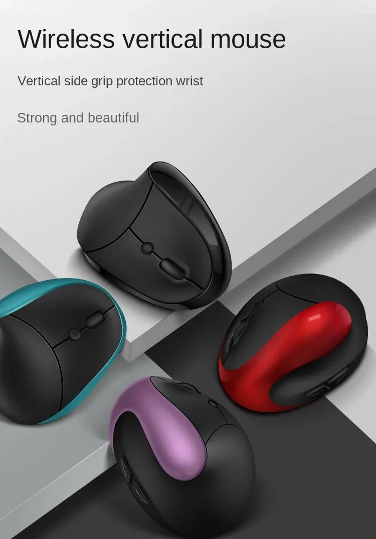 BTS-908 Najbolje prodajana polnilna navpična ergonomska brezžična miška z 2.4G USB sprejemnikom, nastavljivo ločljivostjo 1600 DPI in 6 gumbi