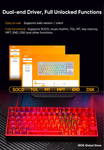 Tastiera meccanica gaming magnetica in alluminio IROK MG75 V2 MG75V2 Rapid Trigger 0.07ms 8KHz 0.001mm frequenza di scansione 512K per gamer