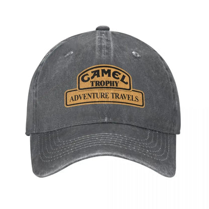 Retro bejzbalová čiapka Camel Trophy Racing pre mužov a ženy, v štýle „distressed“ z džínsoviny, s patentným zapínaním, outdoorová letná čiapka bez pevnej konštrukcie, mäkká čiapka