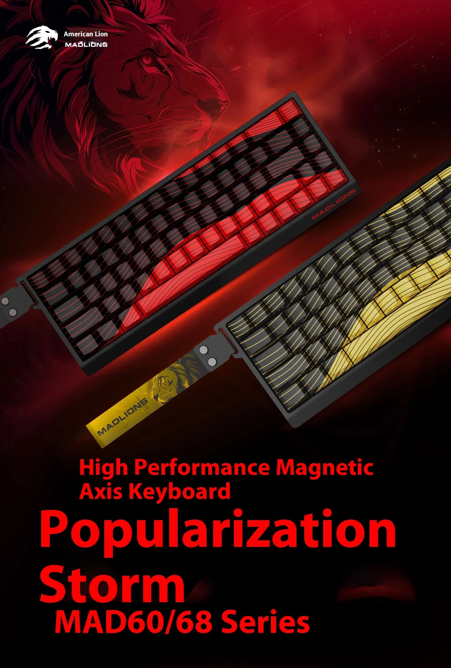 FGG MADLIONS MAD 60/68HE Magnetic Switch Keyboard MADCATZ MAD60 Wired Gaming Keyboard Rapid Trigger Custom Keyboard Office Gift