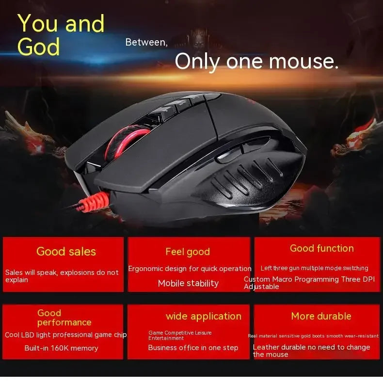 Káblová myš Bloody V7M RGB, ľahká ergonomická konštrukcia, 4000dpi, pre PC, kanceláriu, e-športy a gaming, s programovaním makier pre CF LOL CS
