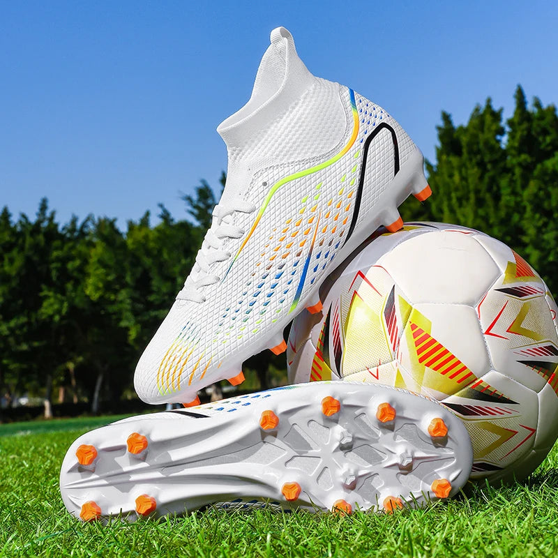 Zapatillas de fútbol para hombre, botas de fútbol profesionales para césped y futsal, unisex, para partidos en césped y entrenamiento al aire libre, tacos antideslizantes y transpirables