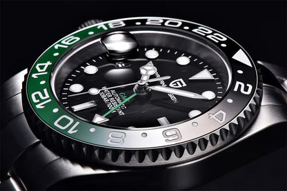 PAGANI DESIGN 40MM GMT Herrenuhr, luxuriöse mechanische Automatikuhr mit Saphirglas AR, Keramiklünette, 100M wasserdicht, Geschenk-Uhr