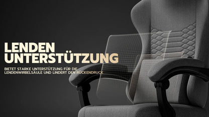 Dark Gray Fabric Gaming Chair, Massage Office Chair with Headrest, Ergonomic Racing Design, Adjustable Footrest, for PC Gamers