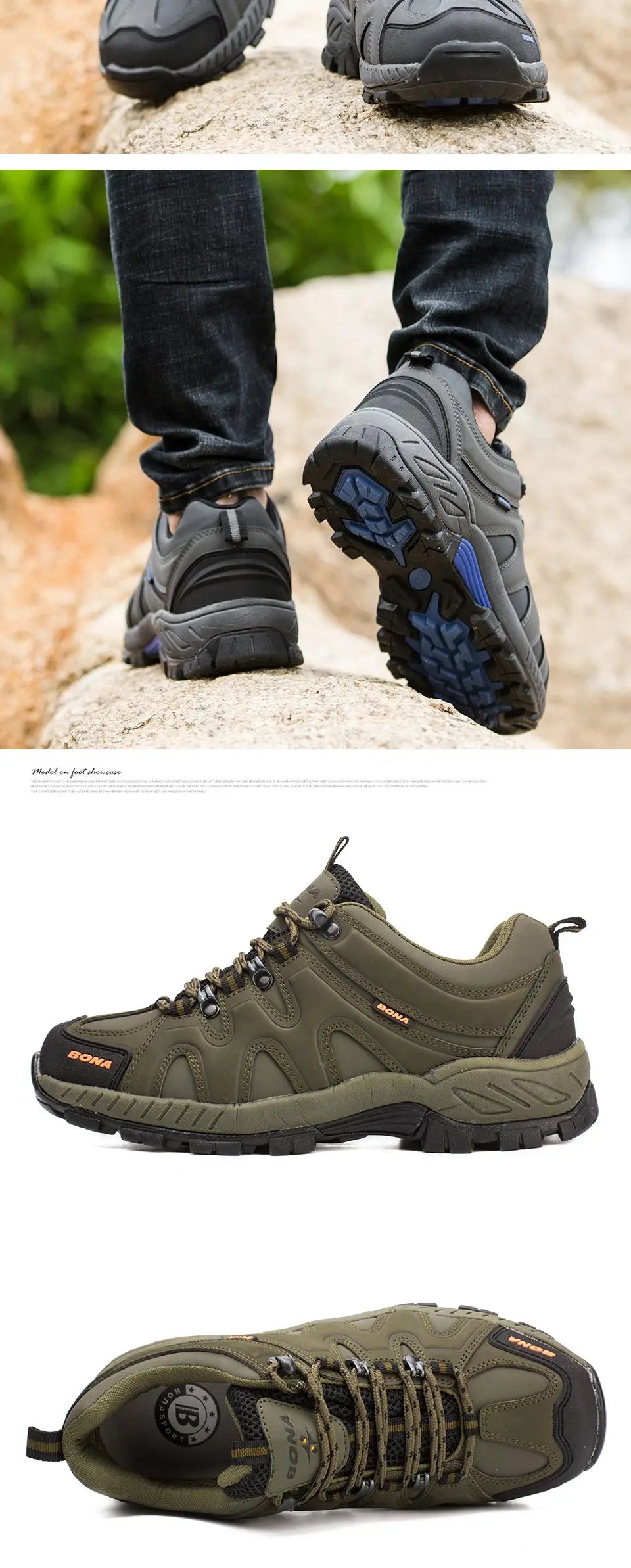 BONA Novedad Estilo Clásico Zapatillas de Senderismo para Hombre con Cordones Zapatillas Deportivas para Hombre Outdoor Jogging Trekking