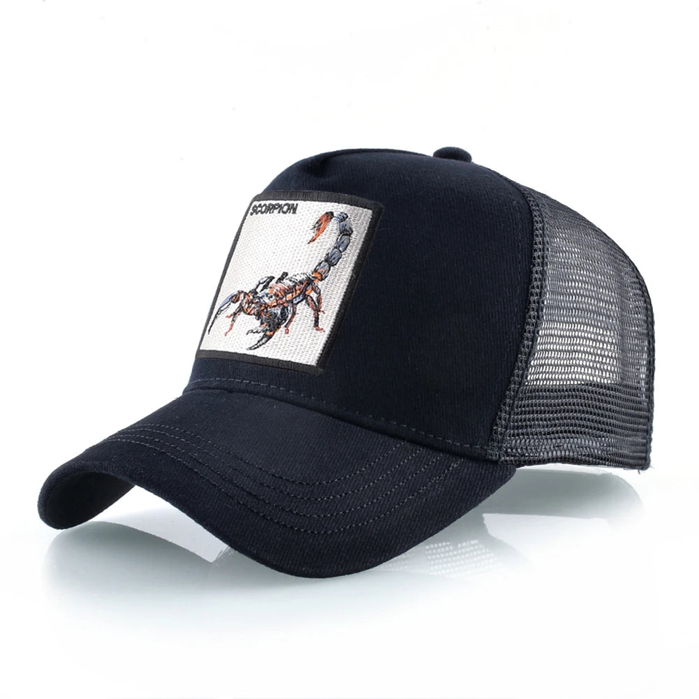 Cappellino da baseball unisex con toppa ricamata a forma di scorpione - Cappellino da baseball da uomo - Cappellino da donna con chiusura a scatto - Cappellino hip hop - Cappellino da esterno traspirante con visiera