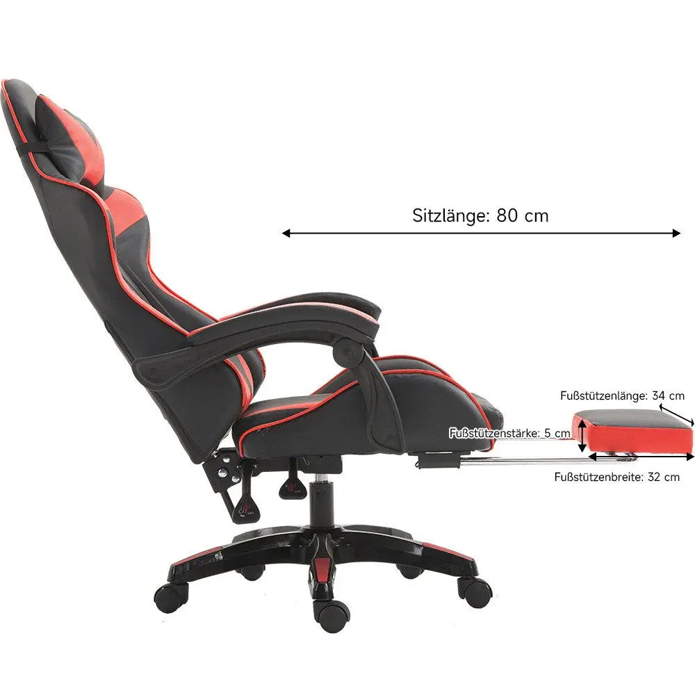 Ergonomic gaming chair, office chair, height adjustable,PU leather computer chair, with headrest and lumbar support, 360° swivel