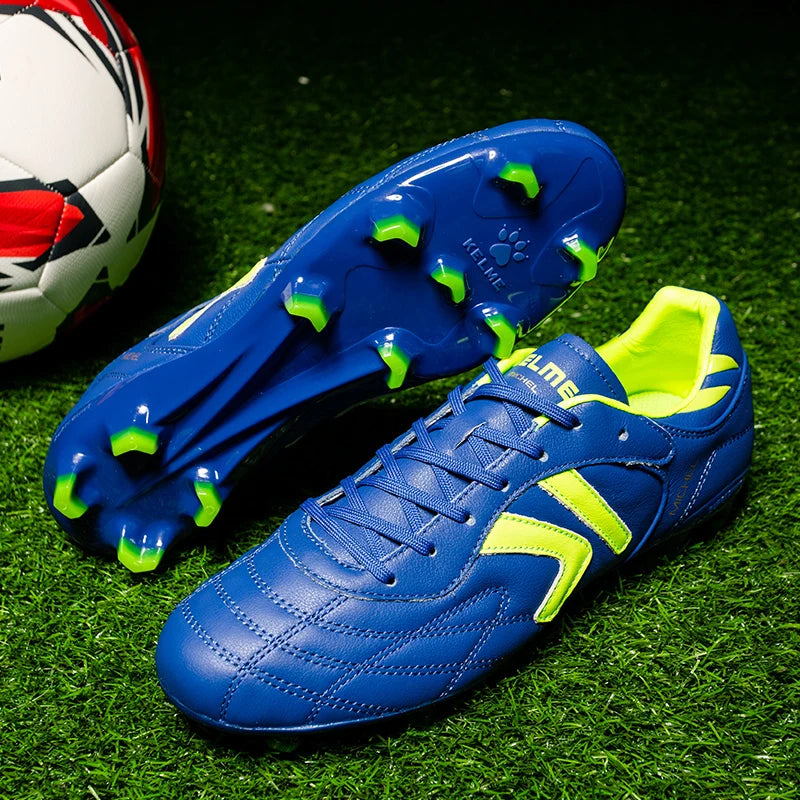 KELME FG Soccer Shoes Original Cow-Skin Sneakers Men Professional Grass Non-Slip Sports Training Football Boots ZX80011018