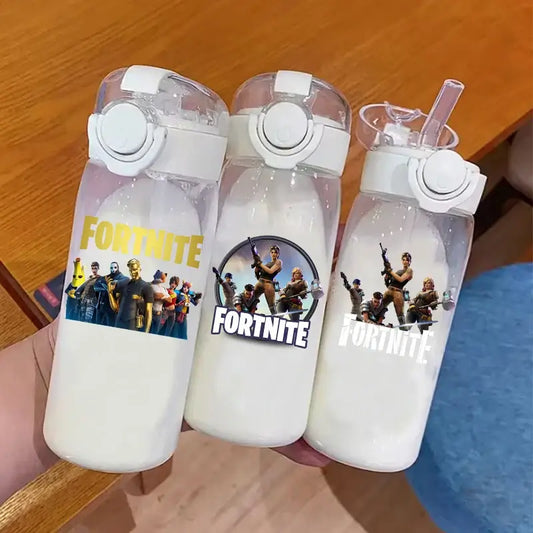 400ML Fortnite 18CM -pillimuki aikuisille, pojille ja tytöille, suloinen vesimuki, sarjakuvatyylinen opiskelijoiden pudotuksenkestävä juomapullo, kannettava lahja