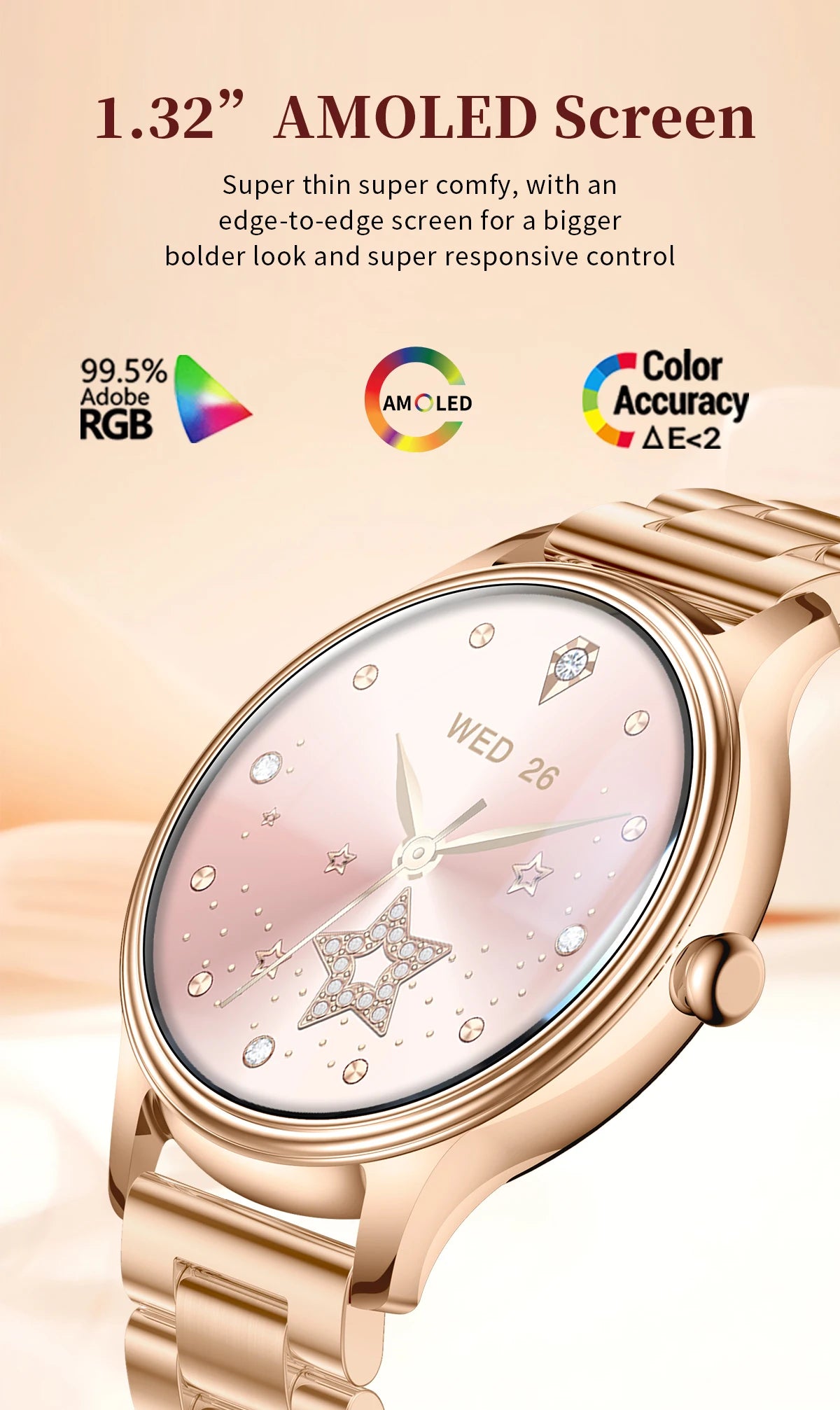 New COLMI L28 Air Ultra-thin Smartwatch 1.32 inch AMOLED Display, Women's Health Management, Exquisite Smart Watch For iOS Phone