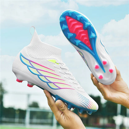 Botas de futebol Superfly FG para exterior, sapatilhas de futebol pretas com pitons, calçado desportivo profissional macio, respirável e confortável, tamanhos grandes