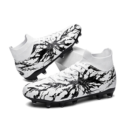 Chaussures de football FG pour hommes adultes, crampons pour terrain ferme, semelle respirante en PU résistante à l'usure pour l'entraînement et la compétition de football sur pelouse en plein air