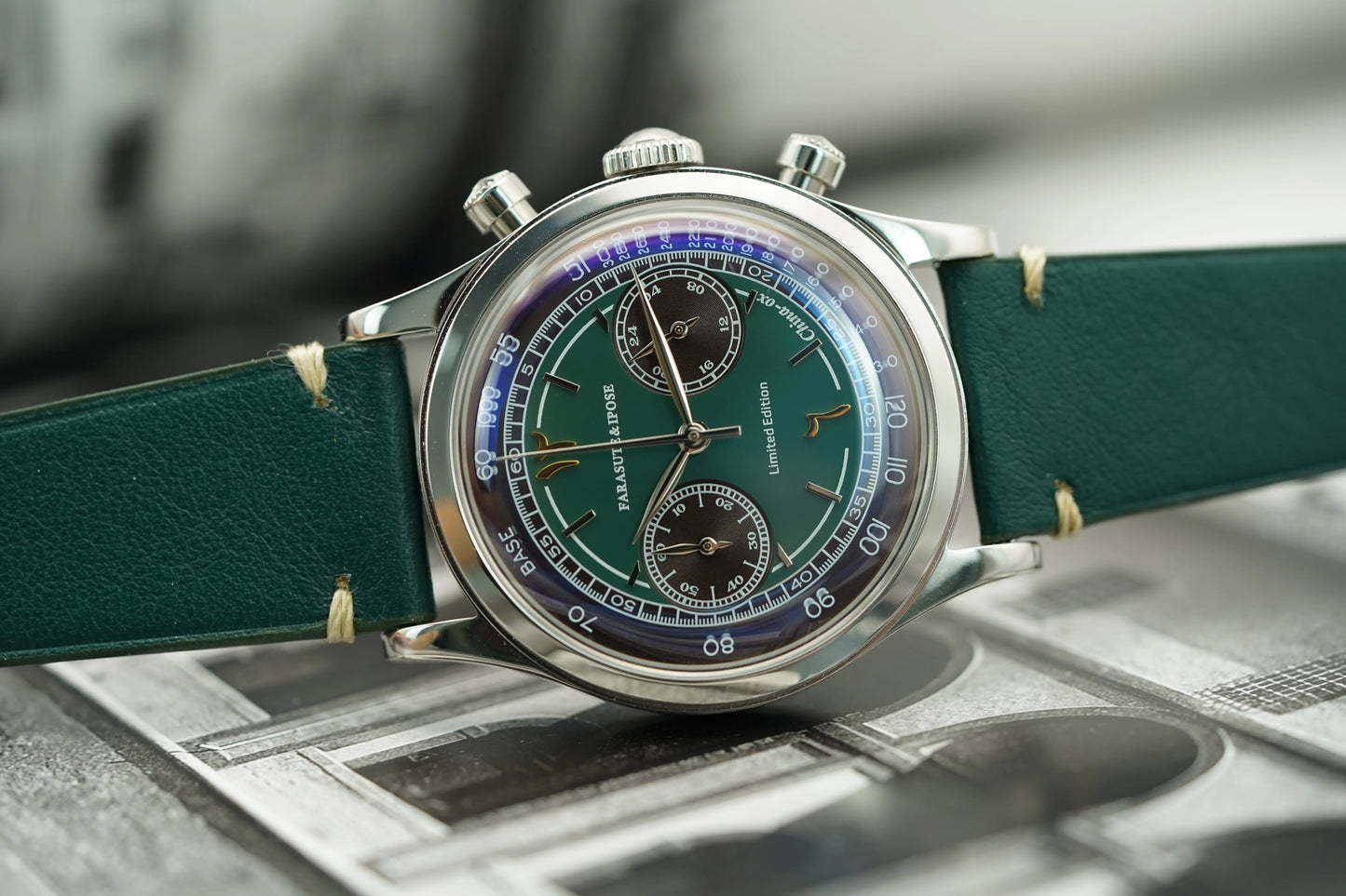 FARASUTE Retro Japan VK64 Quartz Movement Chronograph Wristwatch For Male Fashion Sapphire Sports Watches Men Clock reloj hombre