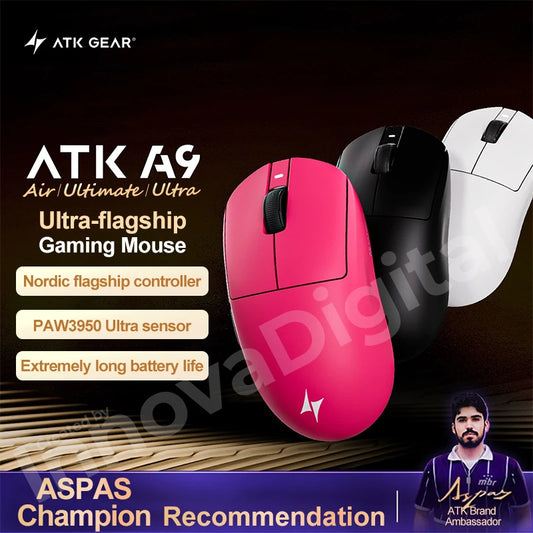 Ratón gaming inalámbrico ATK Dragonfly A9 Ultimate A9 Air PAW3950 ultraligero ergonómico para esports FPS CSGO A9 Ultra