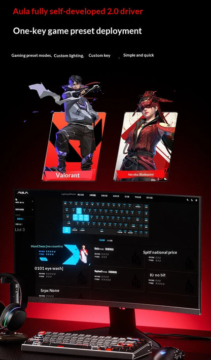 New AULA HERO68 Air 3-mode Magnetic Switch Gaming Mechanical Keyboard E-sport Custom Wired Keyboard Ergonomics Accessories