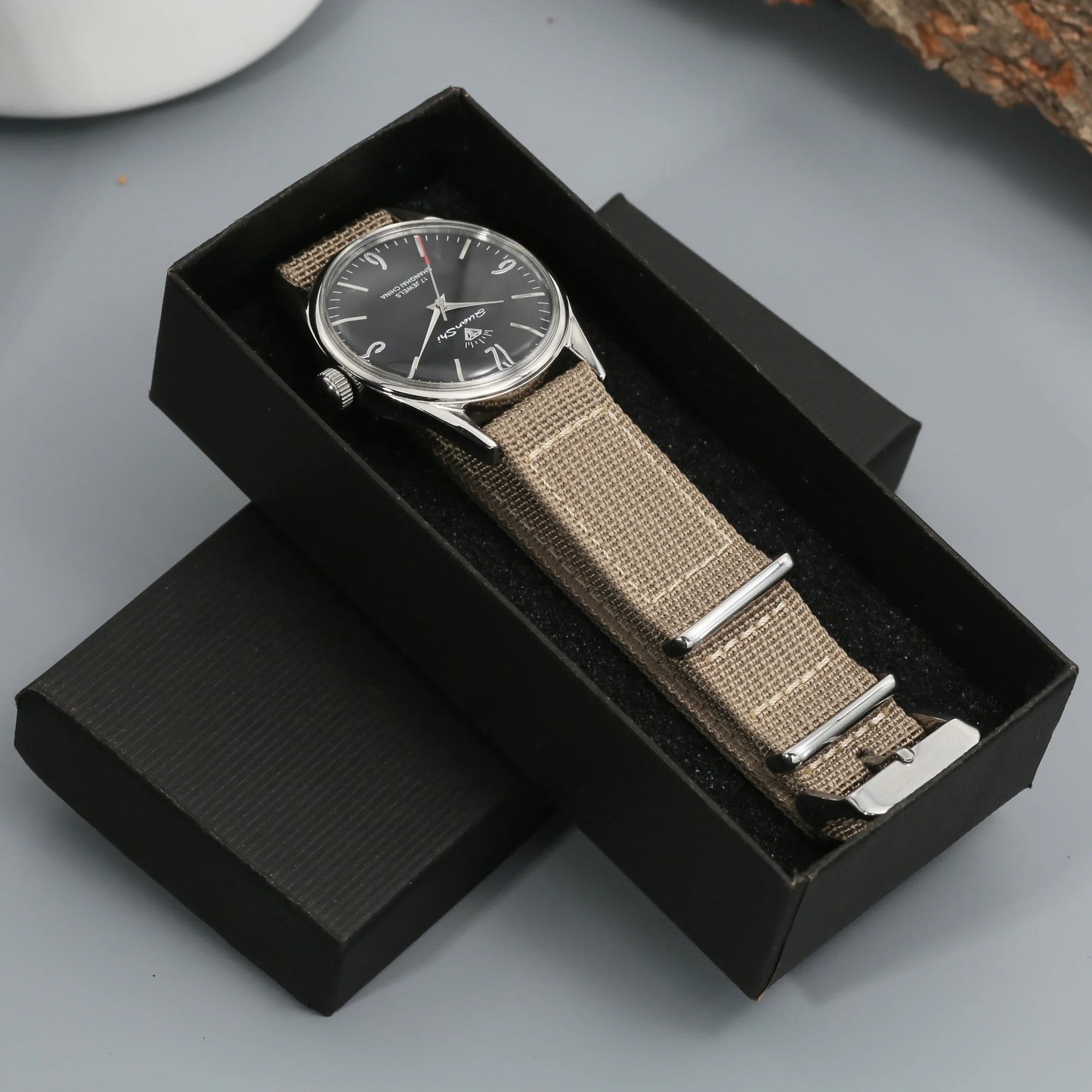Shanghai Diamond Mechanical Watch Men's Manual Winding Watch 7120 Movement 38MM Stainless Steel Waterproof Men's Gift