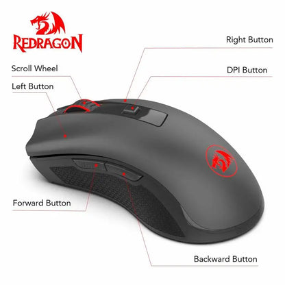 Redragon M652 optische 2.4G-Wireless-Maus mit USB-Empfänger, tragbare Gaming- und Office-Maus, 5 einstellbare DPI-Stufen