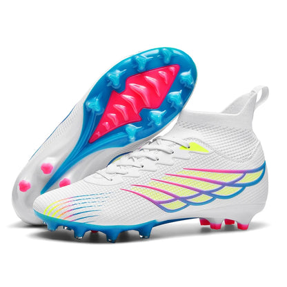 Botas de futebol Superfly FG para exterior, sapatilhas de futebol pretas com pitons, calçado desportivo profissional macio, respirável e confortável, tamanhos grandes