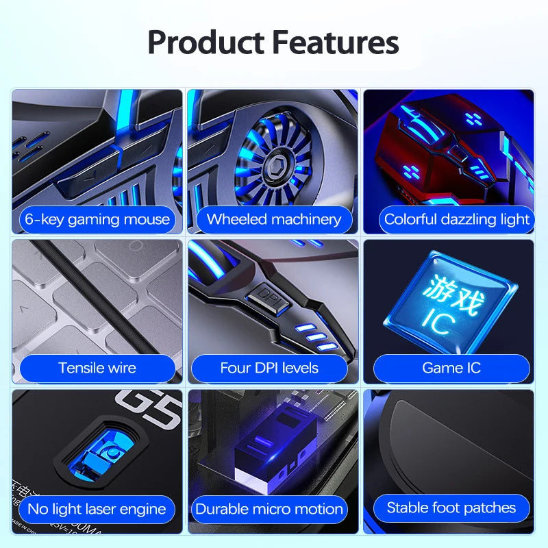 UTHAI G5 Six key 3200DPI wired illuminated gaming mouse, e-sports mechanical mute computer accessories